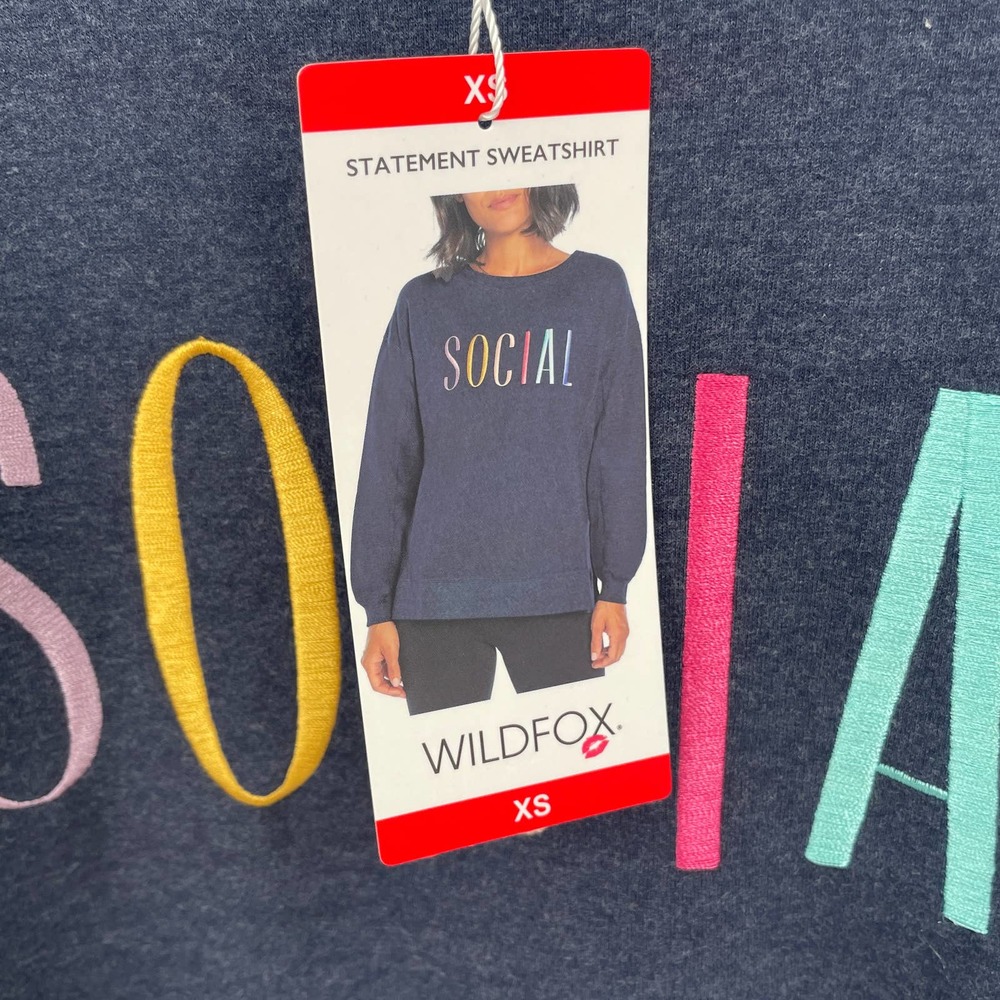 Wildfox Women's Statement Sweatshirt Navy Size XL - Picture 2 of 4